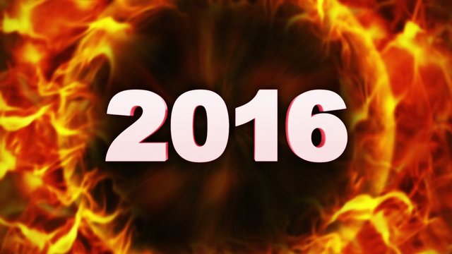 2016, New Year in Fiery Ring and Flames, LOOP, 4k 
