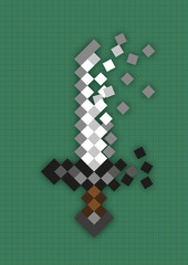 Naklejka premium Pixel sword used in computer games