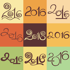 Fototapeta na wymiar Happy New 2016 Year set