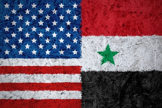 USA and Syria flags