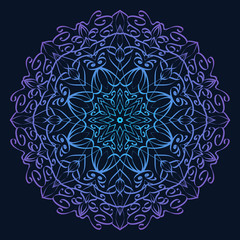 Illustration vintage snowflake with curls for your creativity