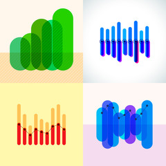 Infographics set with overlapping bars