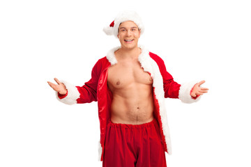 Santa Claus showing off his handsome body