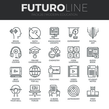 Modern Education Futuro Line Icons Set