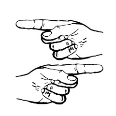 Black Index fingers isolated on white background.