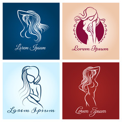 Beautiful woman abstract logo