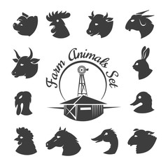 Farm animal meat icons