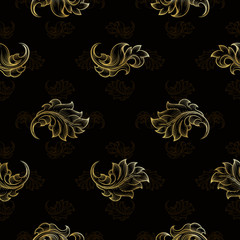 Gold vintage seamless floral pattern