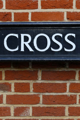 Vintage Grunge Brick Wall Cross Word Sign