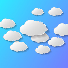 Vector abstract background composed of white paper clouds over blue. Eps10.
