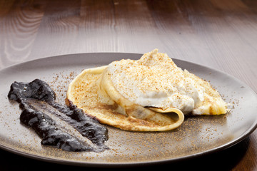 Crepe pancake with whipped cram
