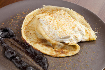 Crepe pancake with whipped cram