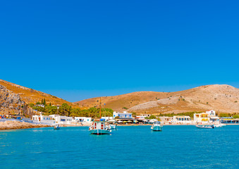 the pictorial port of Pserimos island in Greece