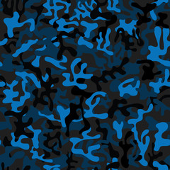 Seamless dark blue military camouflage pattern for marine, navy and aviators - Vector and illustration