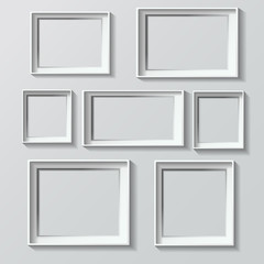 Set of white photo frames