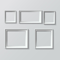 Set of white photo frames