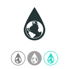 Earth water drop vector icon.