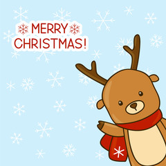 Christmas card with cartoon deer