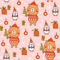 Cartoon vector new year texture.