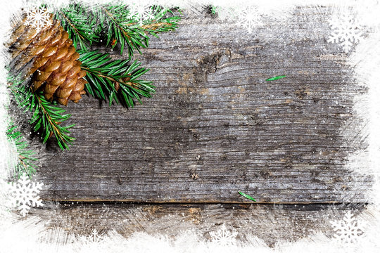 Christmas background with fir branches and bumps