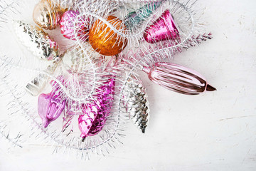 Christmas decoration on the white table horizontal