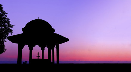 silhouette sadirvan view at sunset