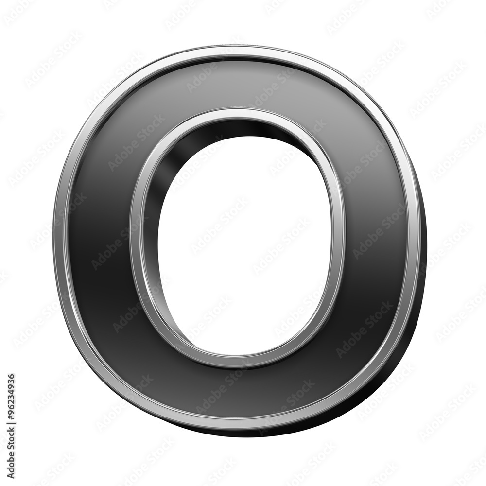 Fototapete one letter from black with silver shiny frame alphabet set, isolated on white. computer generated 3d