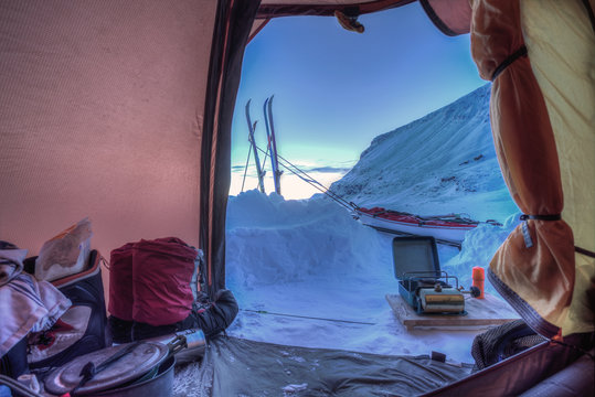 Tent lookout on a Winter-Camping
