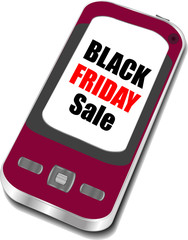 Black friday words on smart phone, Big sale concept. Vector illustration