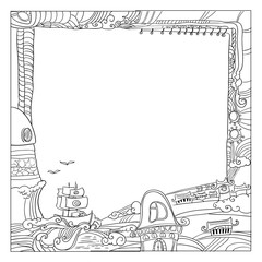Square childish style ink drawing outdoor frame