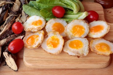 Quail eggs and fried quail eggs of delicious.