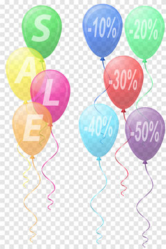 transparent colors balloons with the inscription sale vector ill