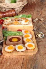 Quail eggs and fried quail eggs of delicious.