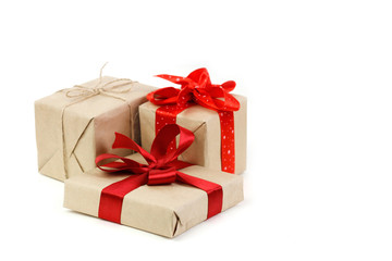 Fototapeta premium Gifts boxes on white background