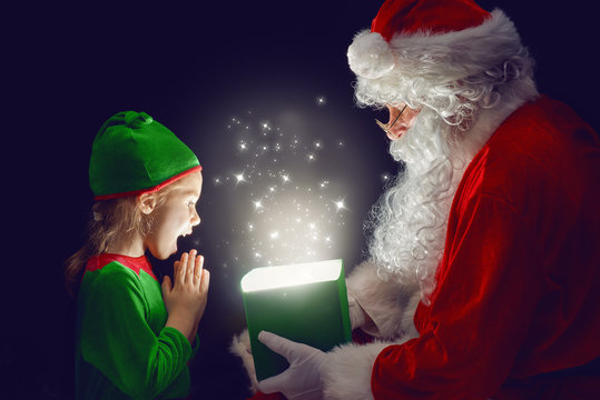 Santa Claus and little girl