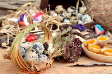 Quail eggs and fried quail eggs of delicious.