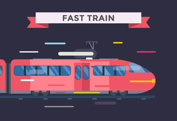 Passenger and transportation trains vector collection