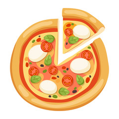 Pizza flat icons isolated on white background