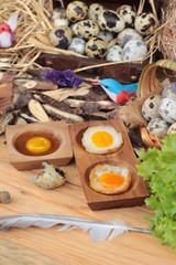 Quail eggs and fried quail eggs of delicious.