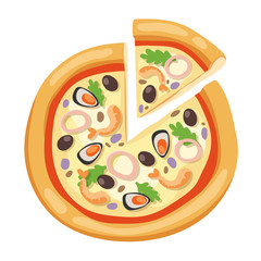 Pizza flat icons isolated on white background