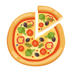 Pizza flat icons isolated on white background