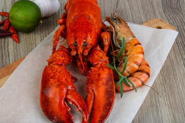 Lobster and shrimps
