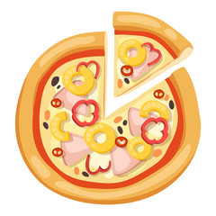 Pizza flat icons isolated on white background