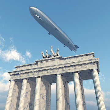 Zeppelin über dem Brandenburger Tor