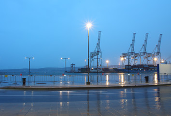 Obraz premium Industrial port of Koper in Slovenia at night