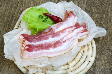 Raw sloced bacon