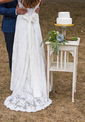 Bride And Groom With Cake 