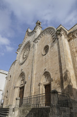 OSTUNI, ITALY - NOVEMBER 14, 2015: Cathedral of the medieval town Ostuni where is one of the most beautiful and famous towns in Apulia, Italy