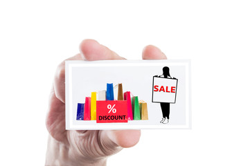 Obraz premium Hand holding sale and discount card
