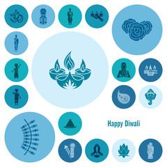 Diwali. Indian Festival Icons